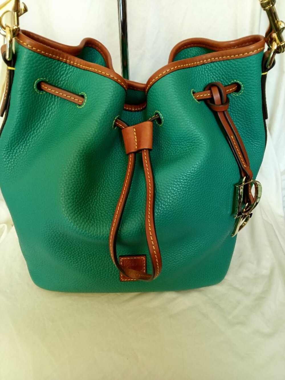 Dooney Bourke Tasha Drawstring Pebble Grain Leather Spearment NWOT - Picture 7 of 14